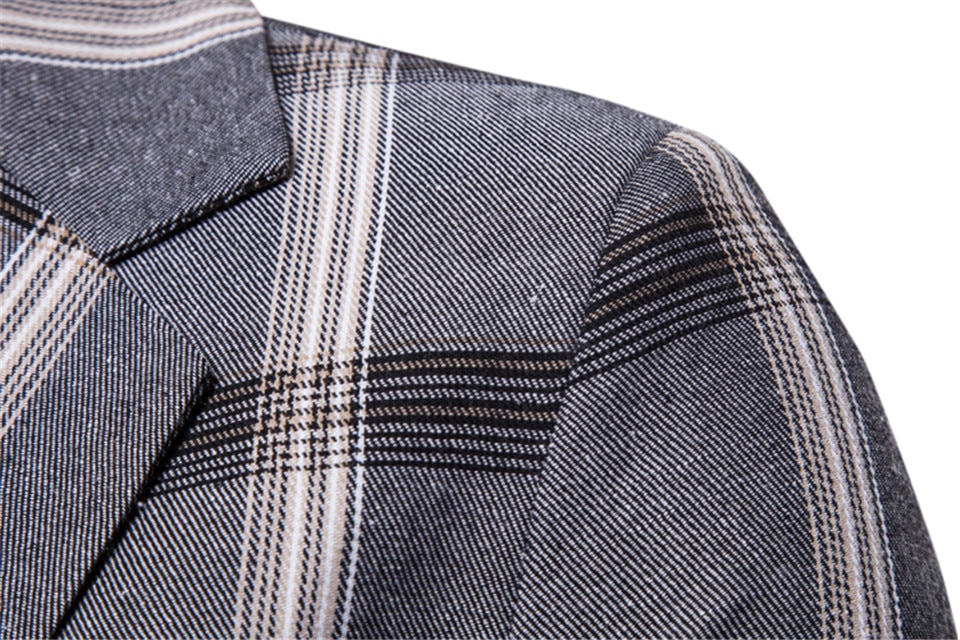 Men's Casual Blazer in Plaid Print Men's Casual Blazer in Plaid Print