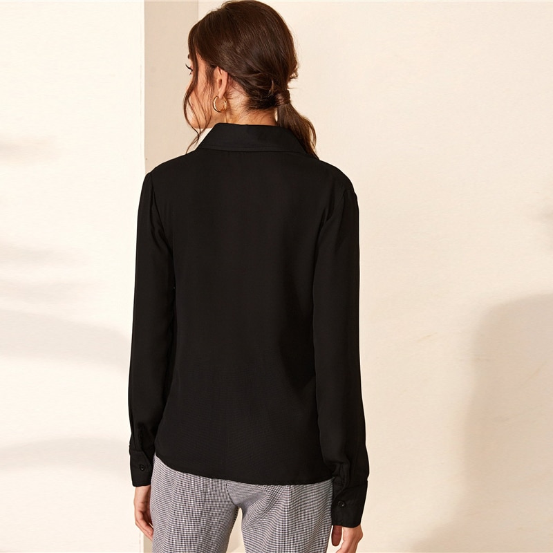 Women's Turn-Down Collar Casual Blouse