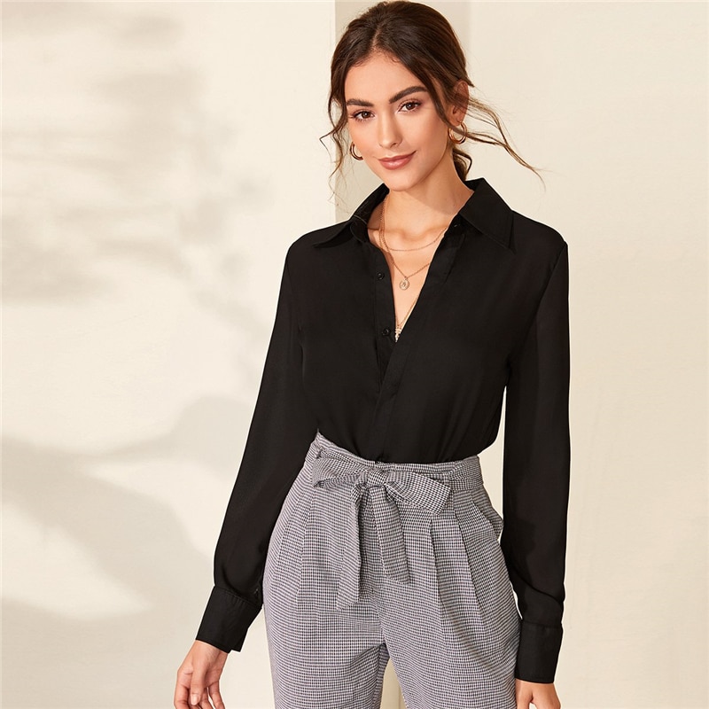 Women's Turn-Down Collar Casual Blouse