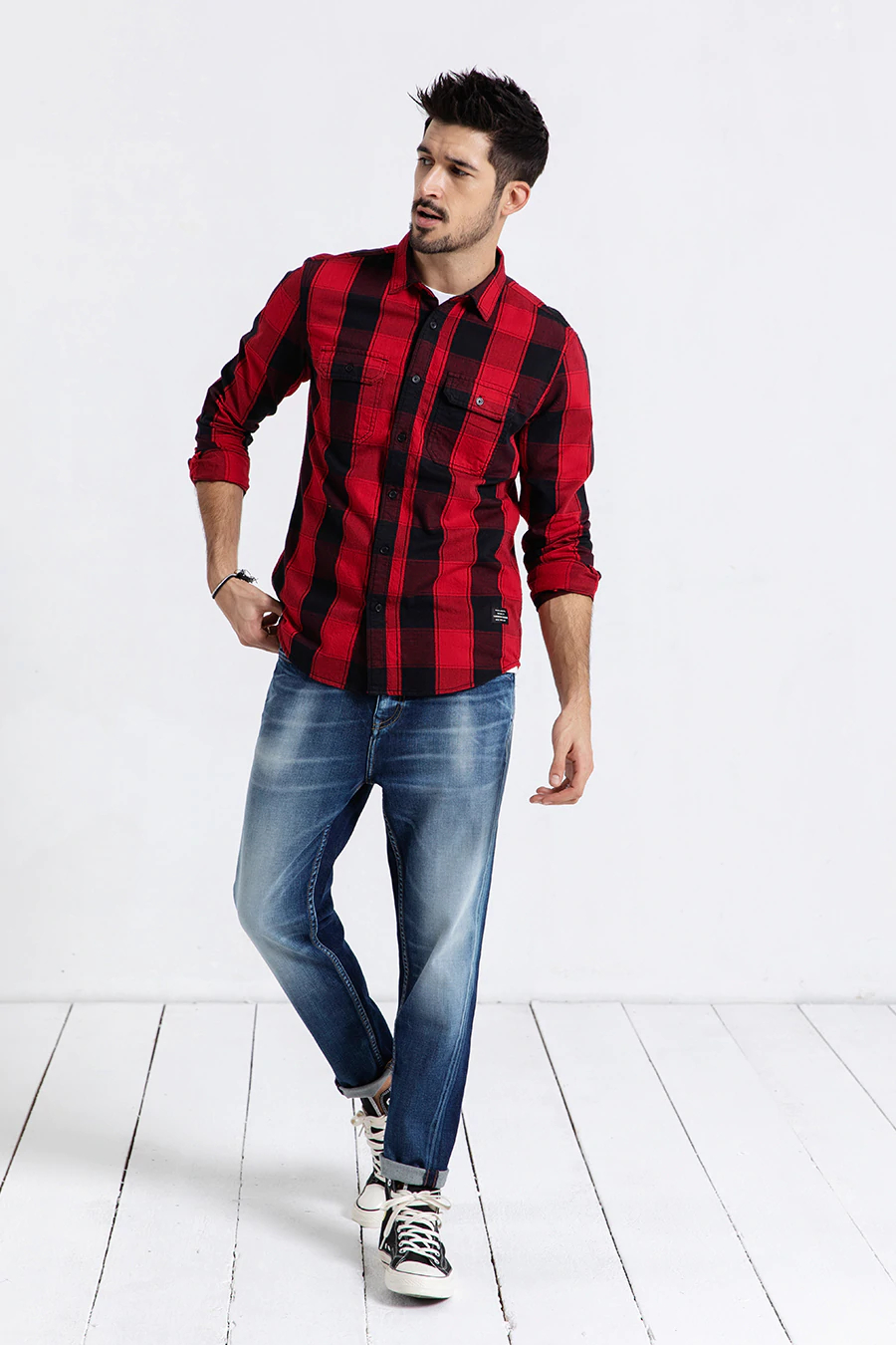 Men's Casual Plaid Cotton Shirt