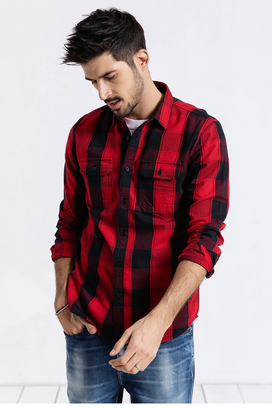 Men's Casual Plaid Cotton Shirt