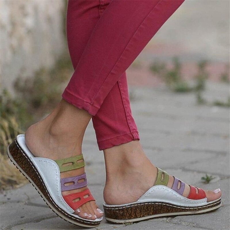 Women's Striped Wedge Sandals