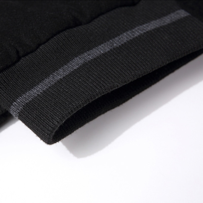 Men's Black Woolen Bomber Jacket with Leather Sleeves