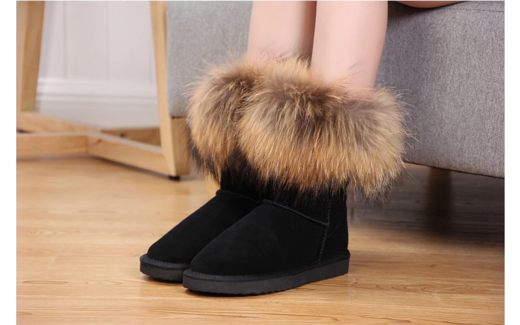 Women's Fox Fur Snow Boots