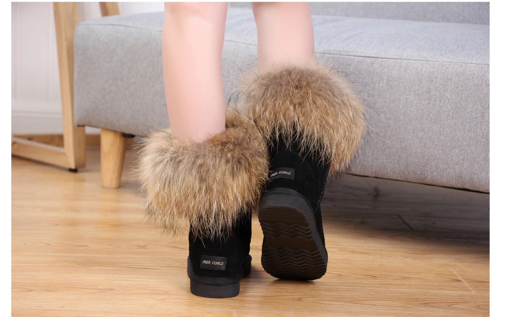 Women's Fox Fur Snow Boots