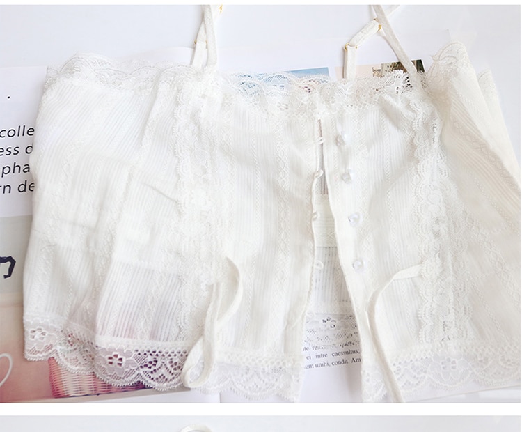 Wome's Lace Decorated Cotton Pajama Set