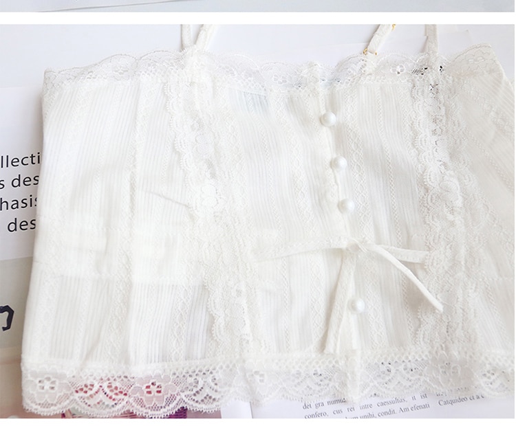 Wome's Lace Decorated Cotton Pajama Set