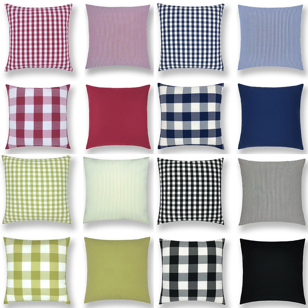 Plaid Patterned Cushion Cover