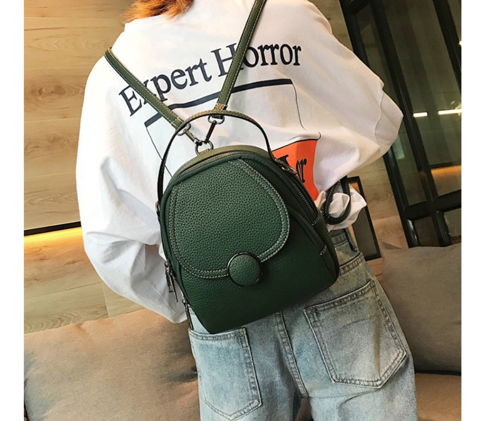 Women's Round Buckle Eco-Leather Backpack Women's Round Buckle Eco-Leather Backpack