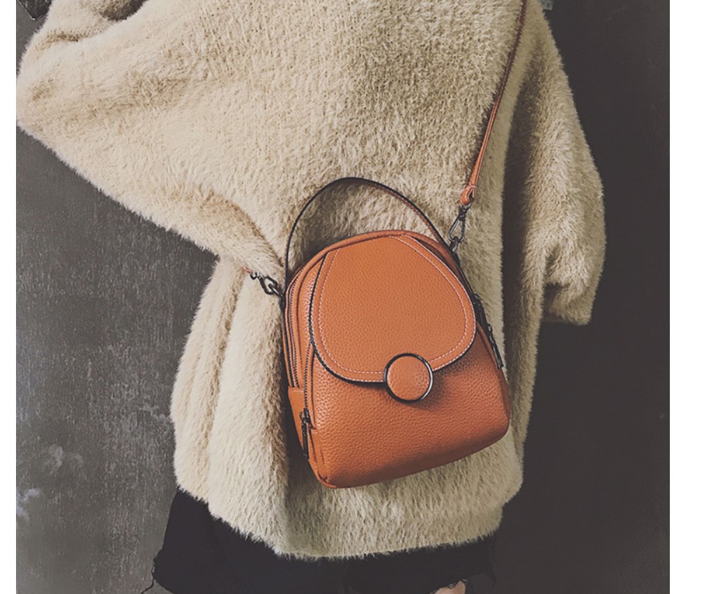 Women's Round Buckle Eco-Leather Backpack Women's Round Buckle Eco-Leather Backpack
