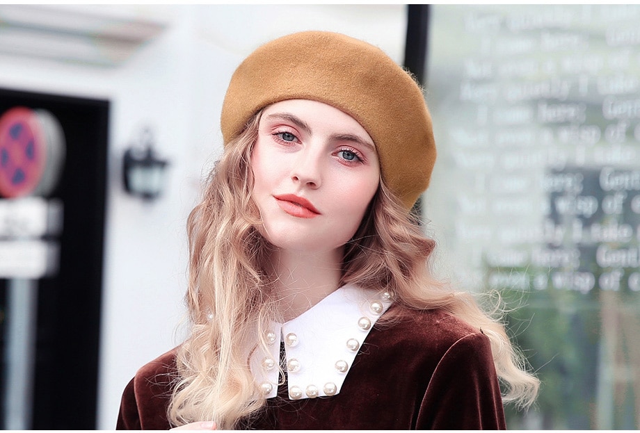Women's Solid Color Wool Beret Hat