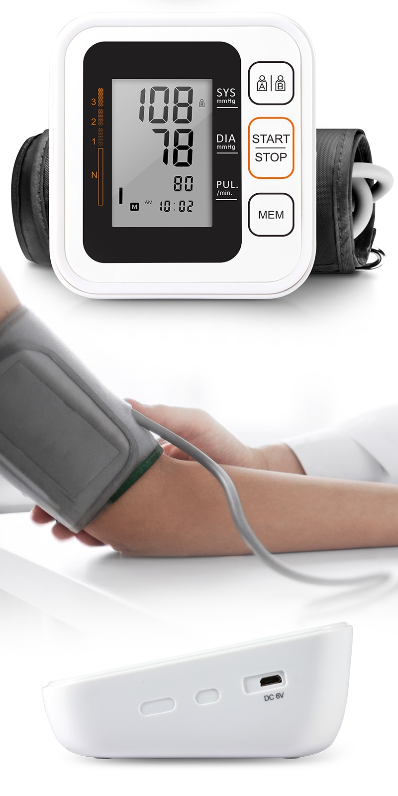 Portable Digital Arm Blood Pressure and Heart Rate Monitor Portable Digital Arm Blood Pressure and Heart Rate Monitor