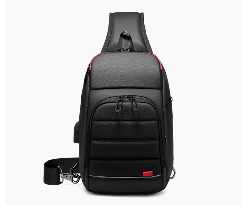 Men's Solid Black One Shoulder Backpack