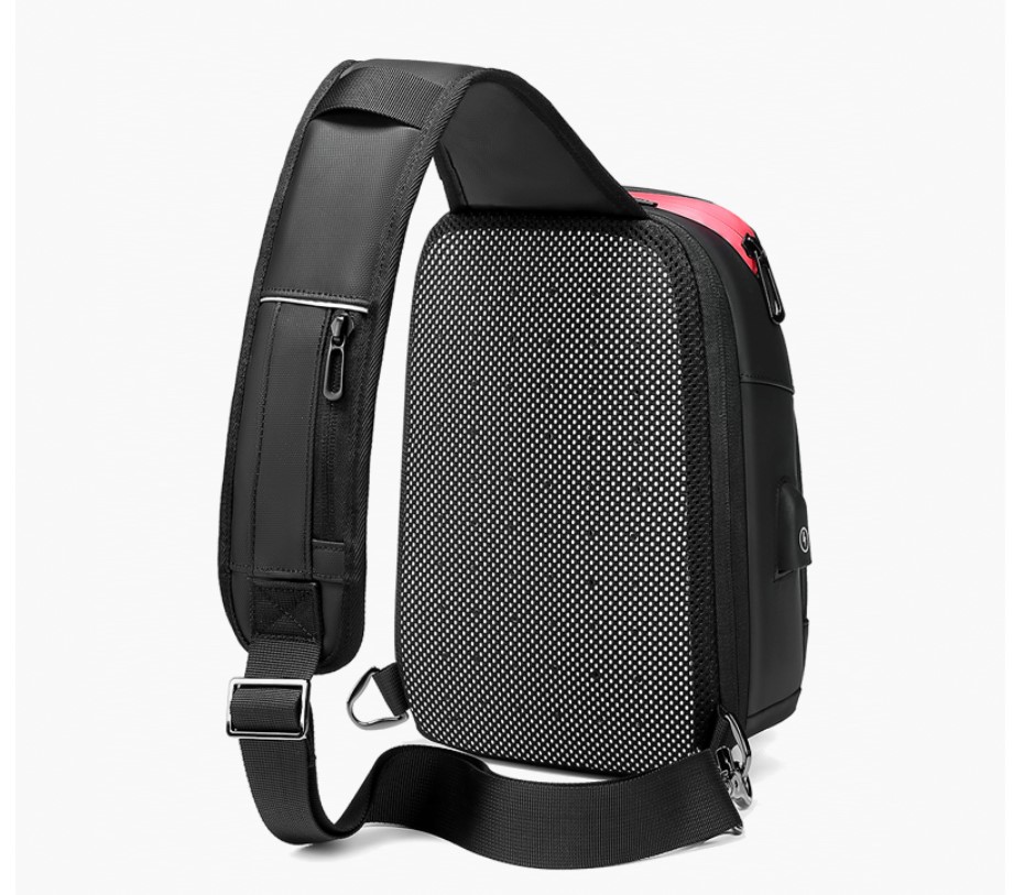 Men's Solid Black One Shoulder Backpack