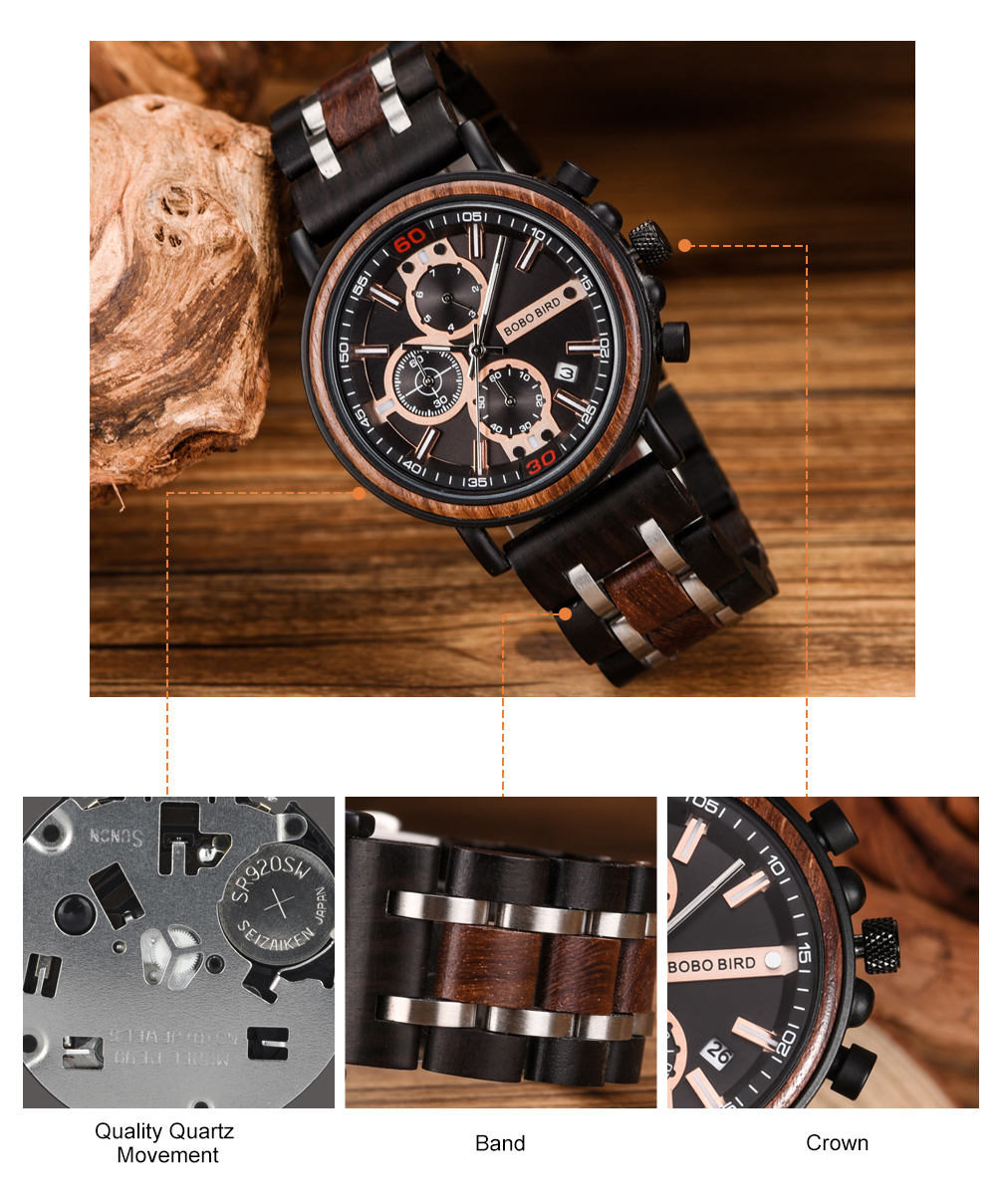 Wooden Quartz Watch for Men